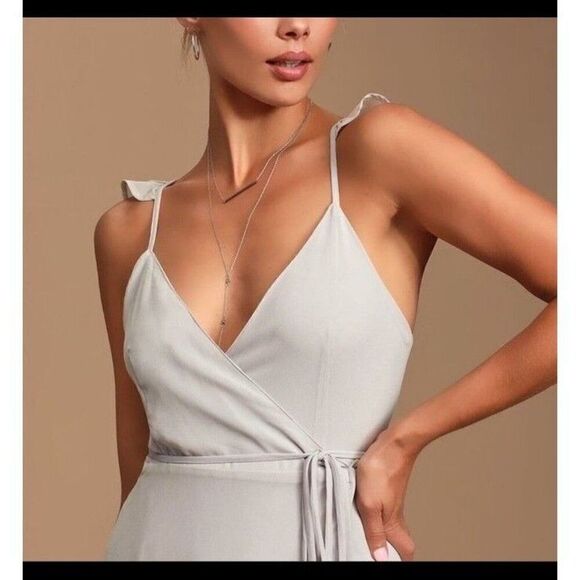 Lulu's Dress Here's to Us‎ Gray High-Low Wrap Dress Size X-Large - Picture 5 of 12